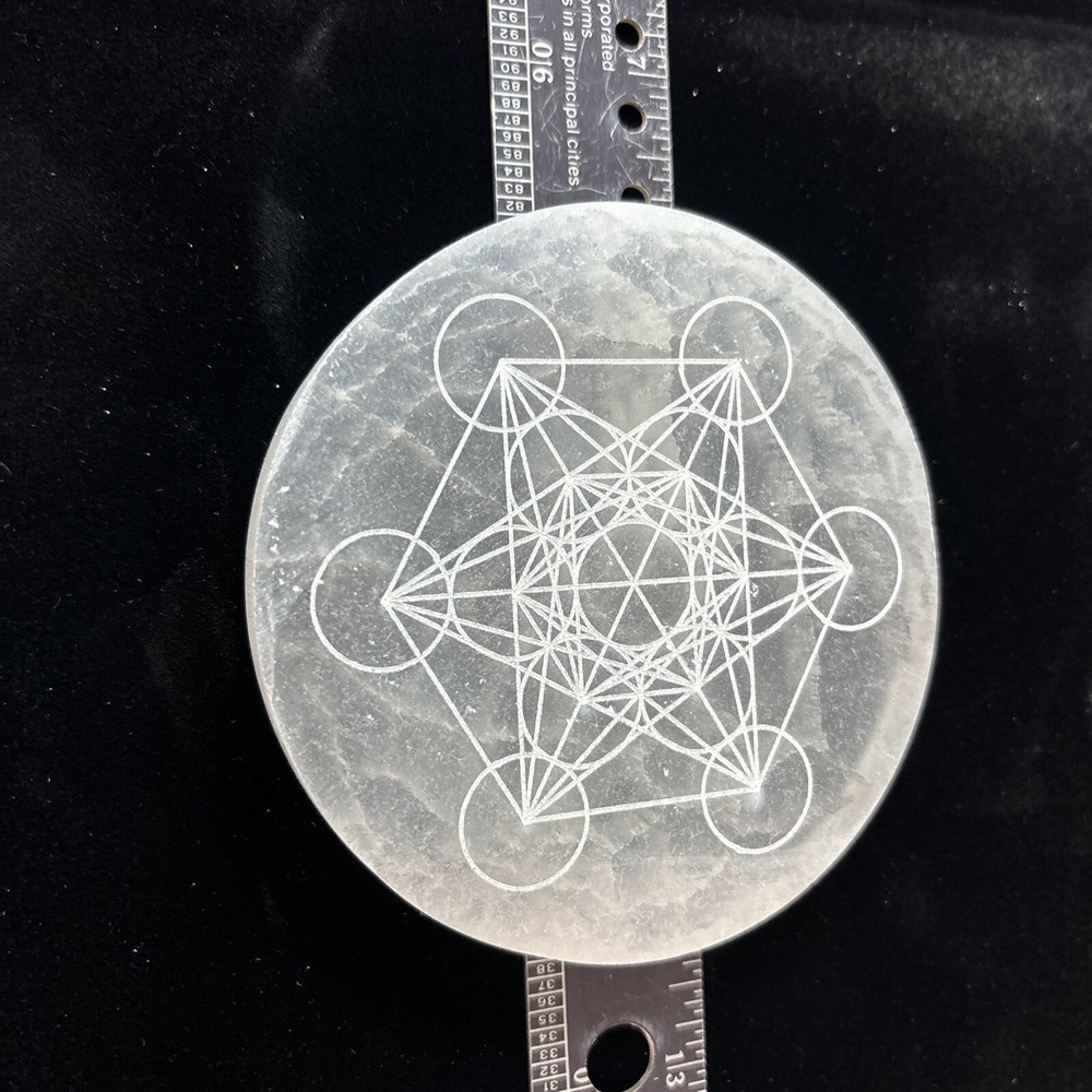 4” Selenite Charging Plate/ Grid Metatrons cube