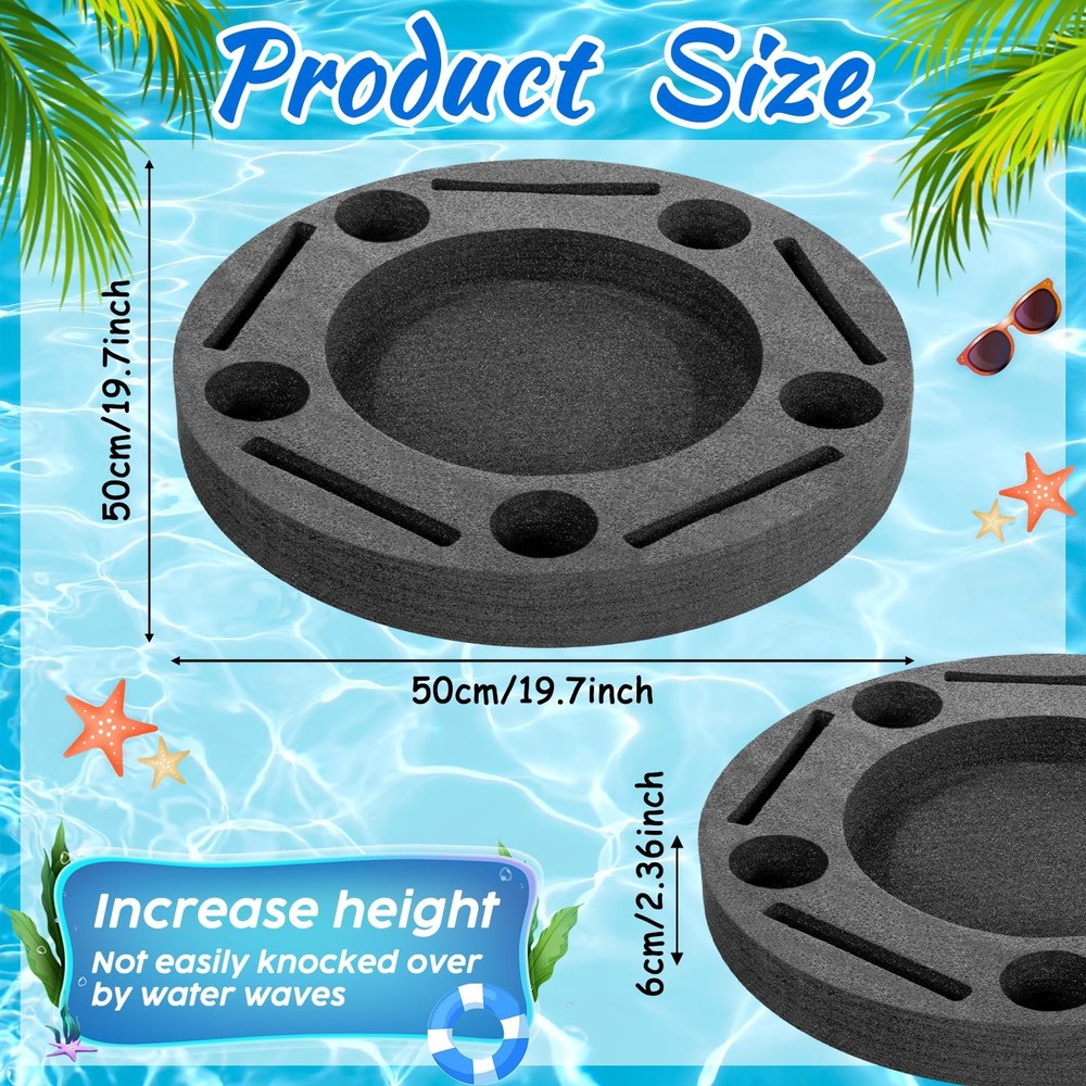 Large Floating Drink Holder Black Floating Refreshment Table Tray 5 Compartme...