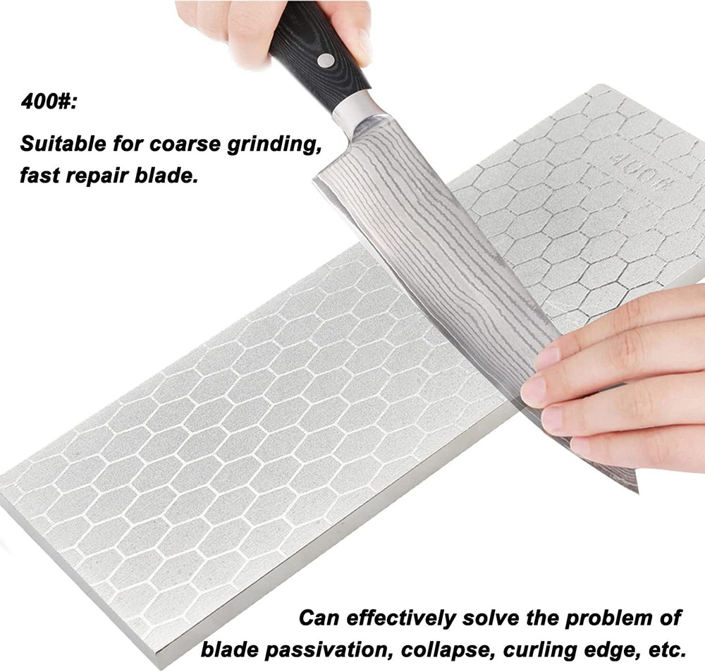 8 INCH Knife Sharpener Double-Sided Diamond Sharpening Stone Whetstone 400/1000