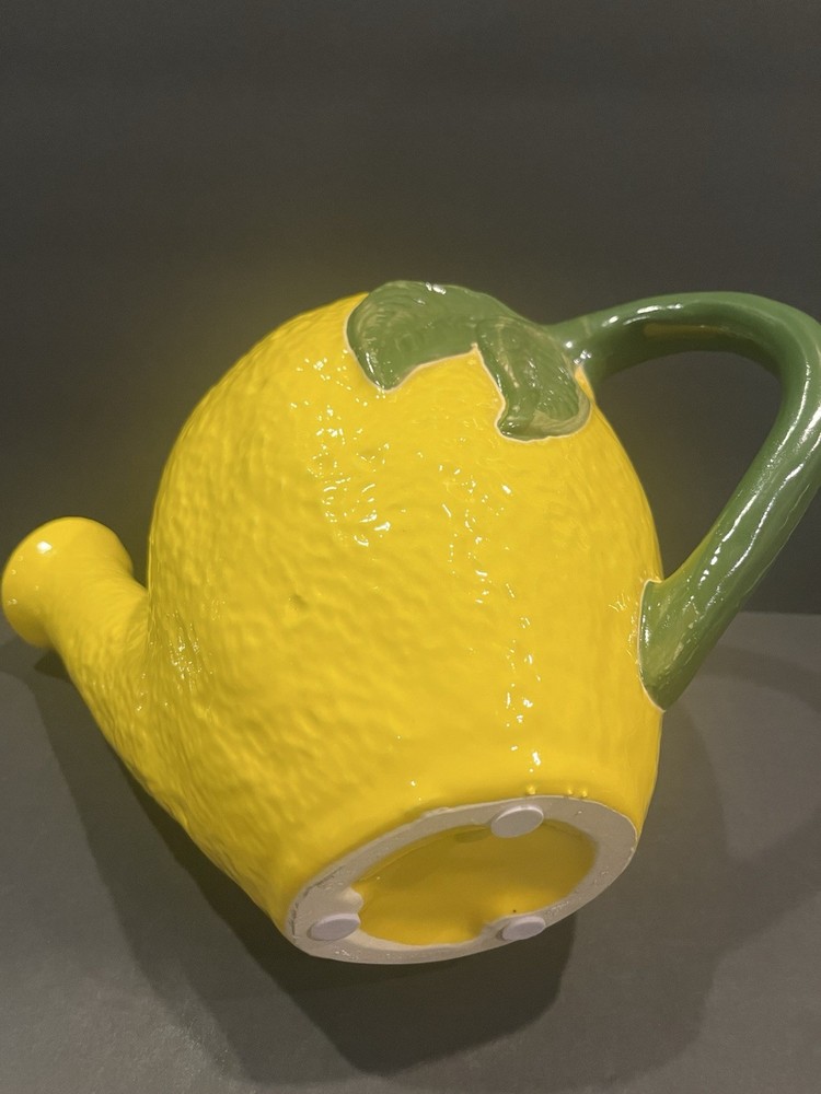 Hand Painted Lemon Shaped Pitcher 9”