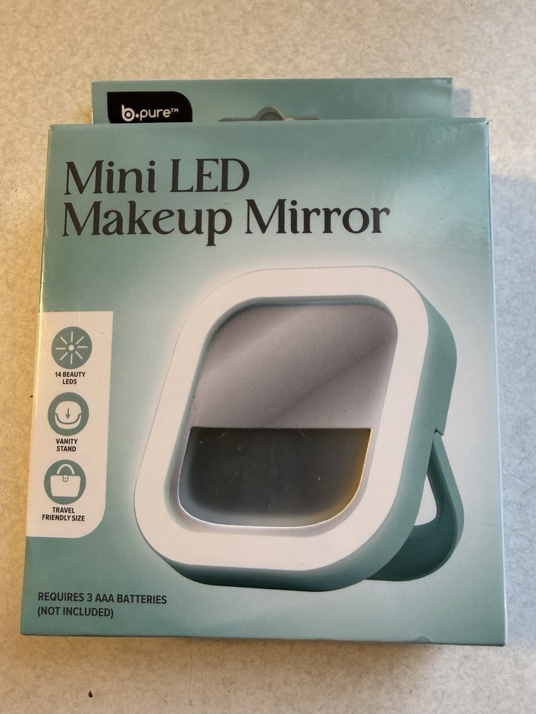 B•Pure Mini Travel LED Makeup Mirror NEW