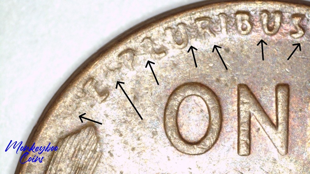 1954 Lincoln Wheat Cent - Spiked Head + Chips + Collar Clash + -Rare Error Coin