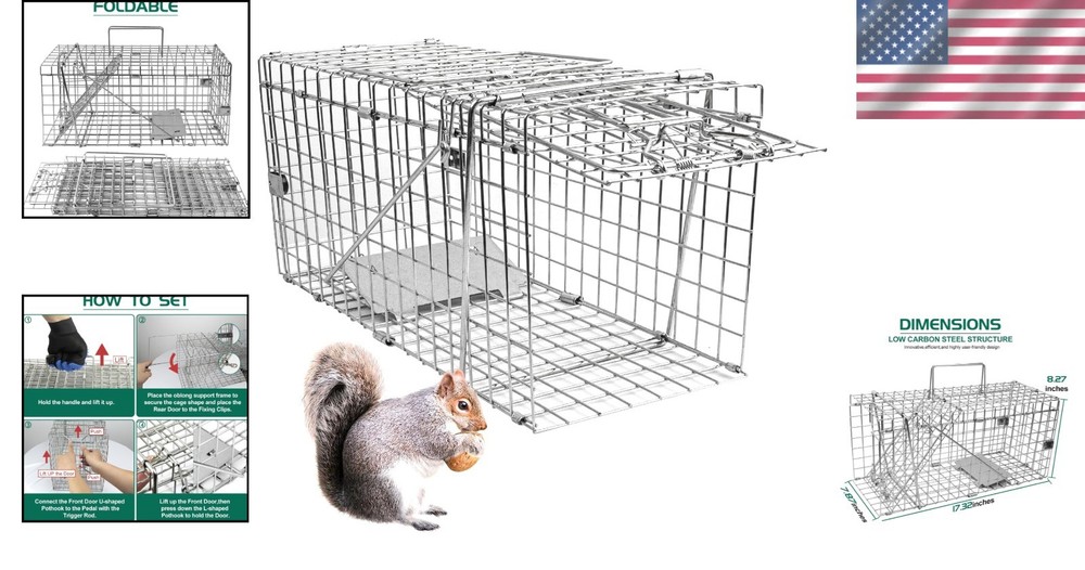 17.3-Inch Heavy Duty Folding Squirrel Trap - Humane Catch & Release Solution