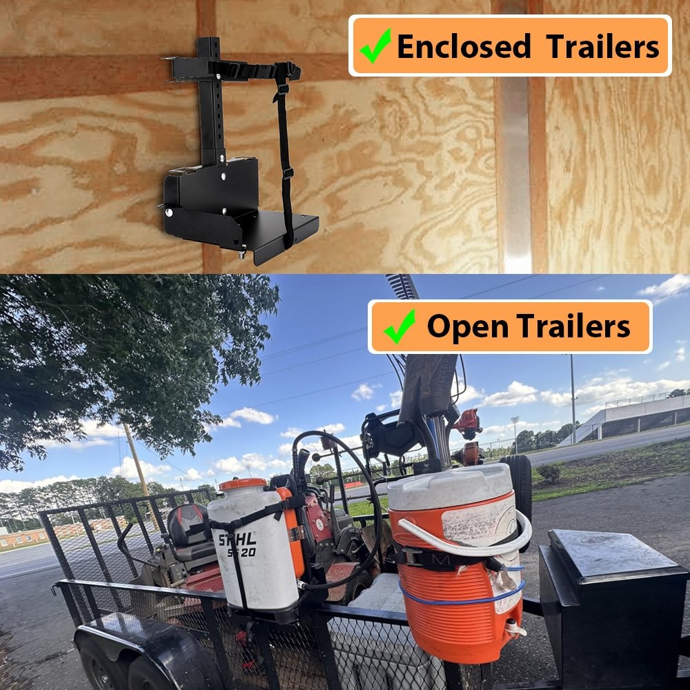 Adjustable Backpack Sprayer Rack, For Landscape Trailers/Enclosed Trailers Black