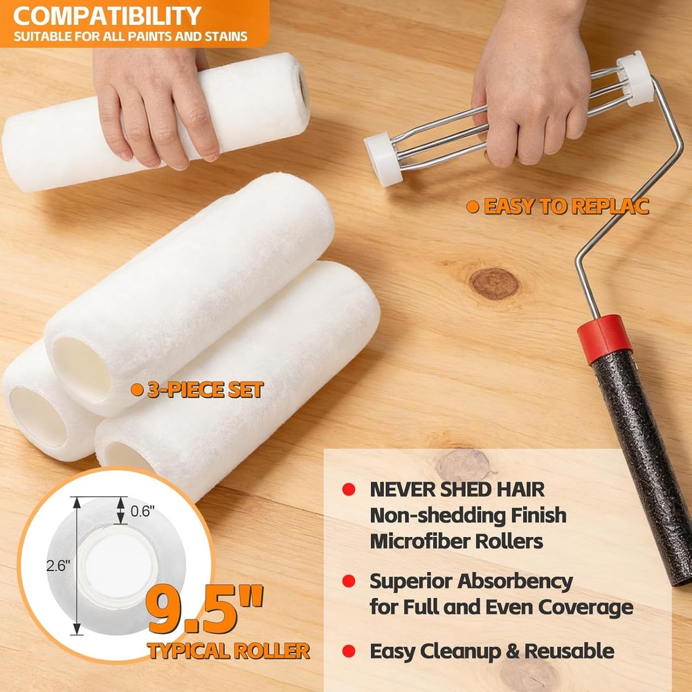 Paint Roller Brush Kit, 6 FT Paint Roller Extension Poles Multi-Function Paint R