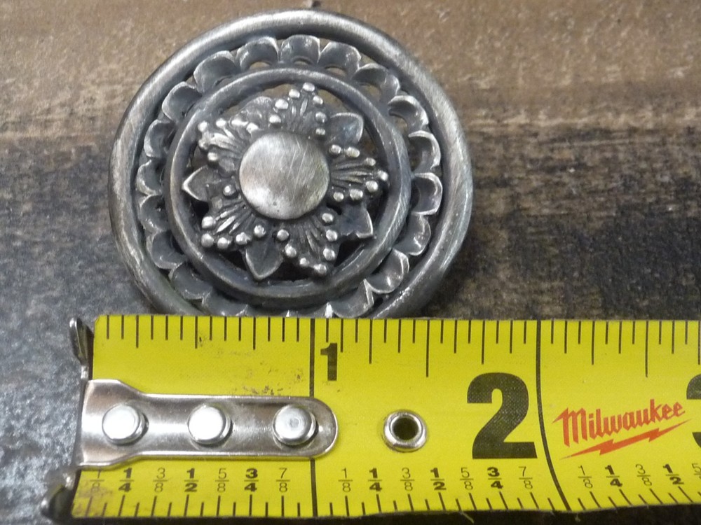 1 3/4" pair of Solid Sterling Silver Floral Conchos