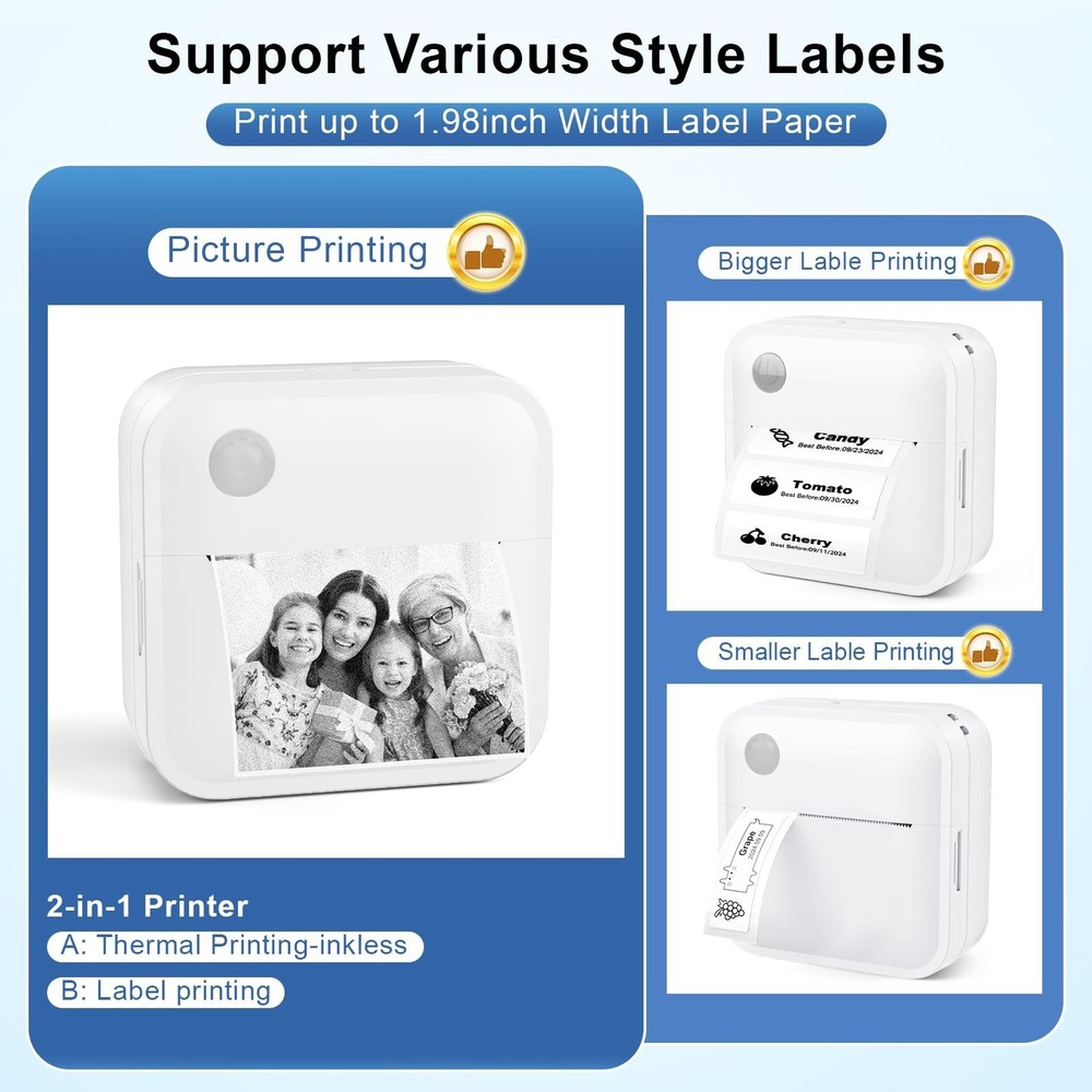 Label Maker Machine with Tape - Thermal Label Printer Bluetooth Label Maker M...