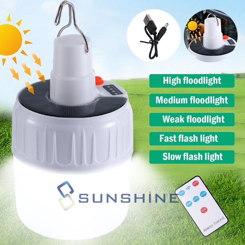 80W Solar LED Bulb Solar Panel Powered Light Tent Lamp Yard Camping Outdoor