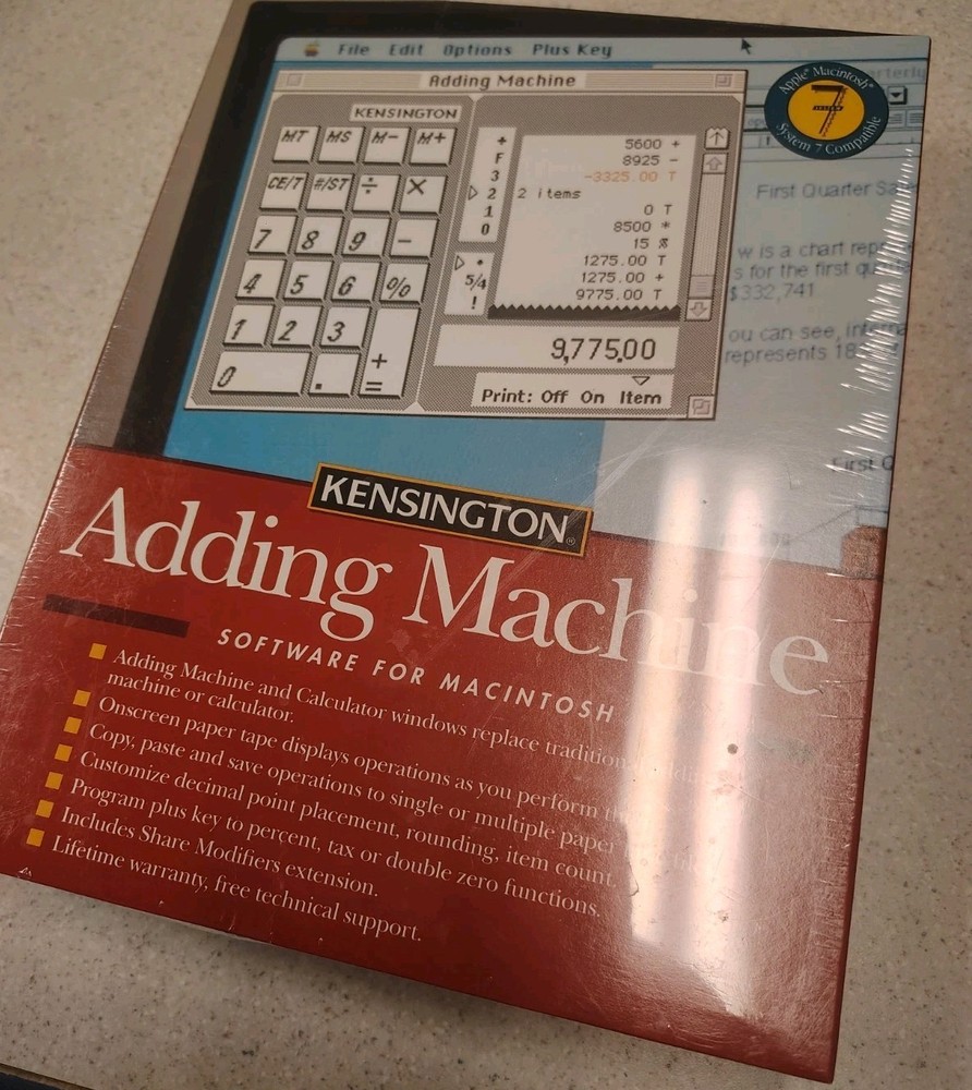 Kensington Adding Machine Software For Macintosh System 7 Vintage New Sealed! 💾