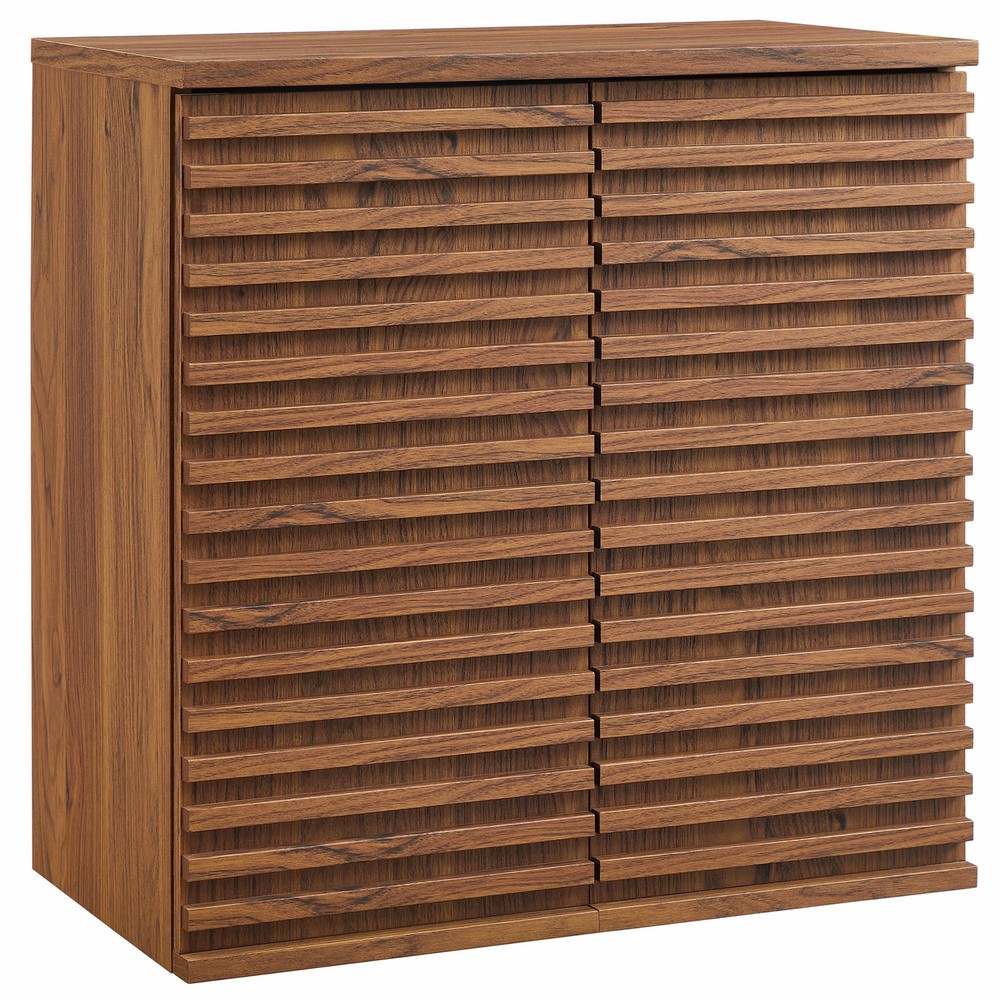 Render Wall Mounted Bathroom Cabinet in Walnut