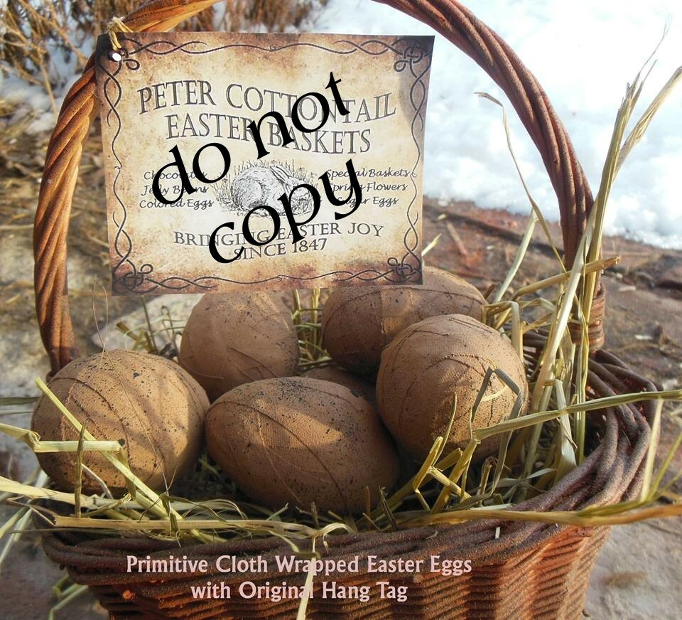 Primitive Early Goods Fabric Wrapped Easter Egg Pattern-Rumors Mercantile