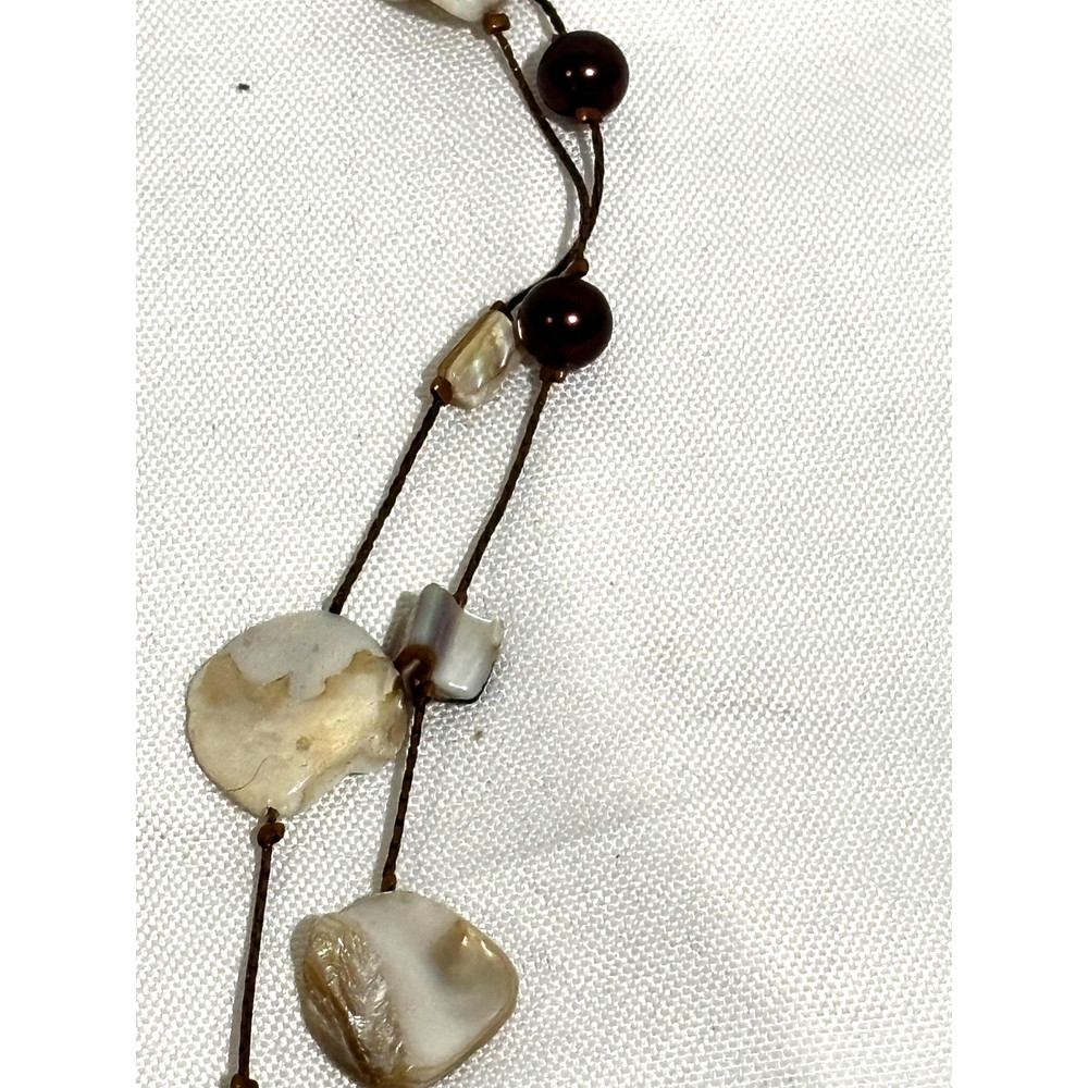 Multilayer Copper Natural Stone Pearl shell Beaded Classy Chain Necklace Boho