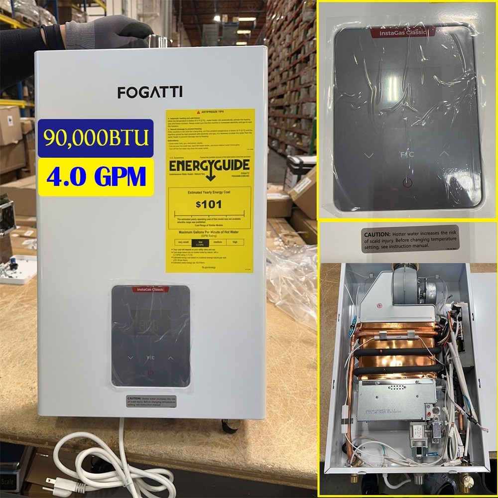 FOGATTI 4.0GPM Tankless Water Heater Natural Gas 90,000 BTU CSA Certified Indoor