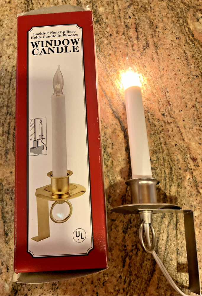 Electric Window Candle Locking Non Tip Base & Bracket Pewter NEW