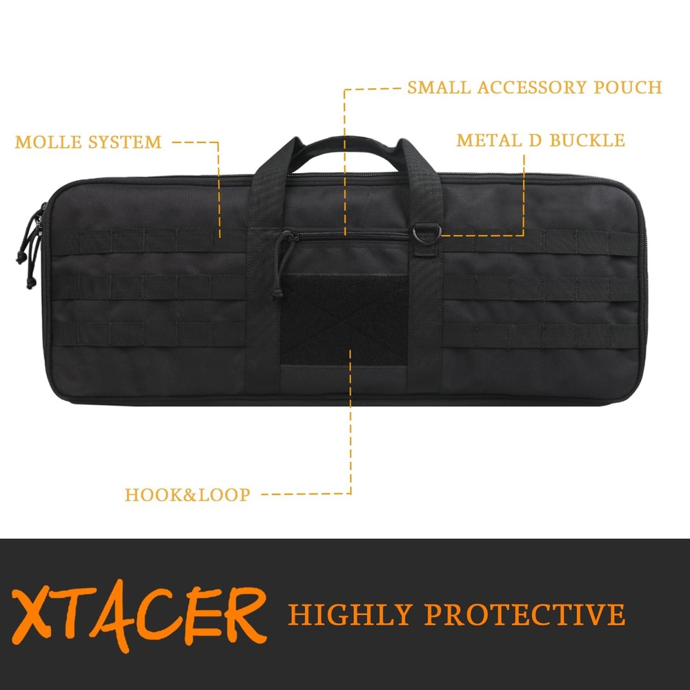 Tactical Bow Case MOLLE Recurve Takedown Bow Case Fully Padded Case (Black)