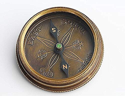 Solid Brass Gift Compass with Leather Case – Engraved Tolkien Quote “Not All