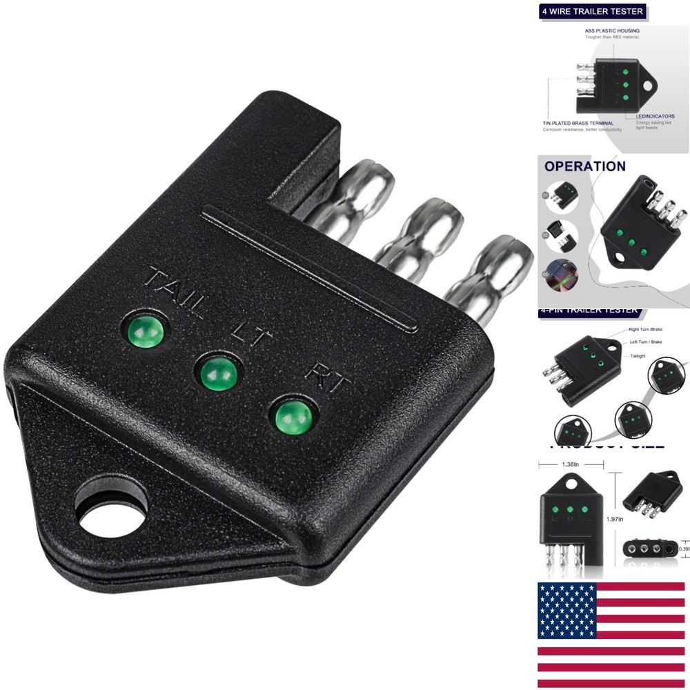 Weather-Resistant 4 Pin Trailer Tester - Ensures Optimal Light Functionality