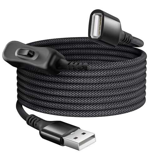 USB On Off Switch Cable,USB Extension Cable Support Data and 6.6FT/2M Black