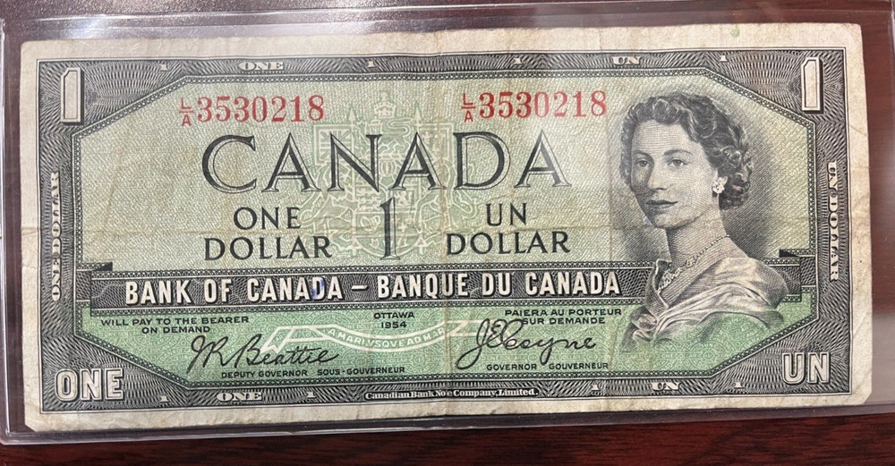 1954 Devil's Face $1 Dollar Bank of Canada Banknote