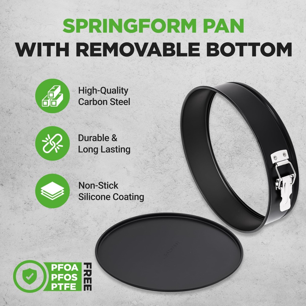 NutriChef 9" Nonstick Cheesecake Springform Cake Pan (Black)
