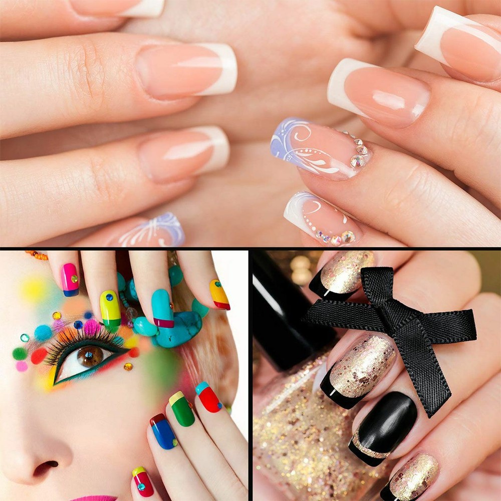 Flexible Practice Training Fake Hand Model Display & 100Pcs Full False Nail Tips