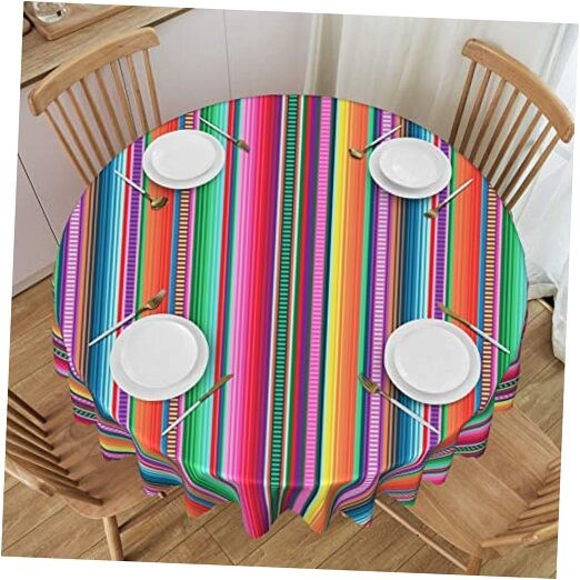 Tablecloth Serape Table Cover Washable Tabletop for Kitchen Dinning Mexican
