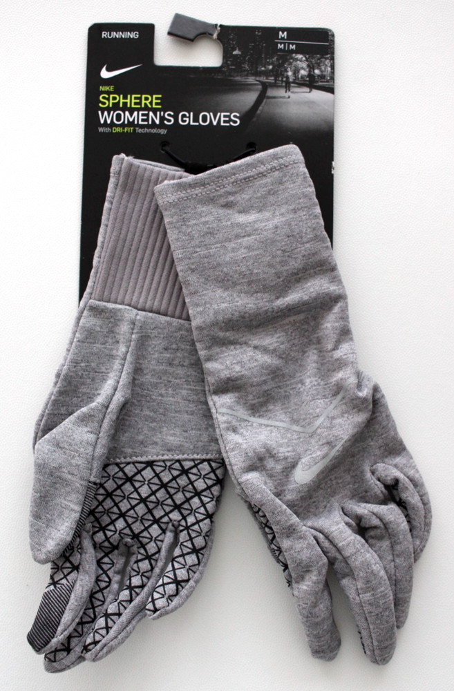 Nike Sphere Running Gloves Women's Medium Dri-Fit Grey/Silver