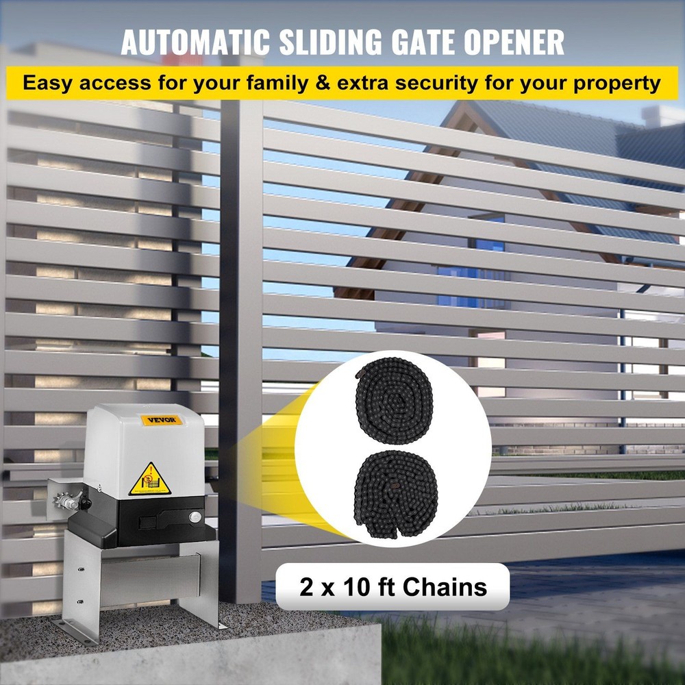 Dual-Remote Sliding Gate Motor 1400lb Drive 40ft Per Minute Function