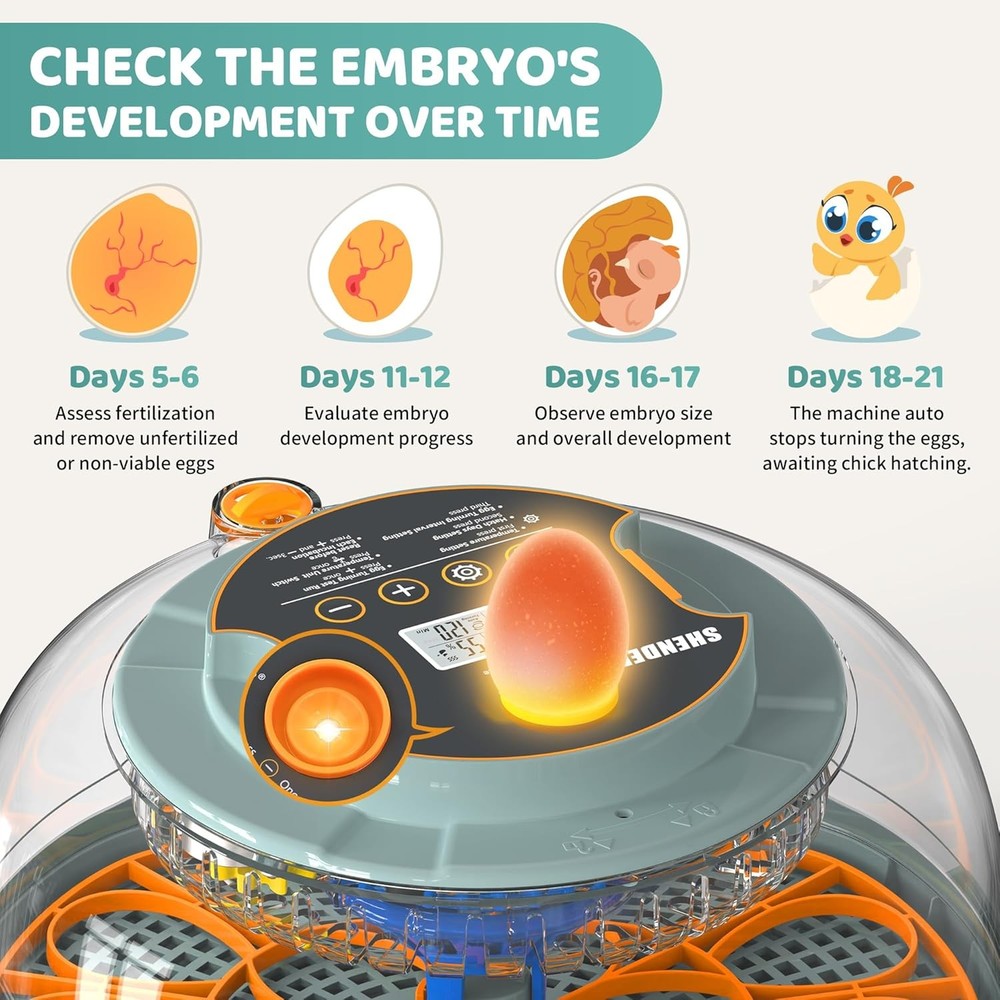 Automatic Egg Incubator with Humidity & Digital Turner for Hatching Eggs Hatcher