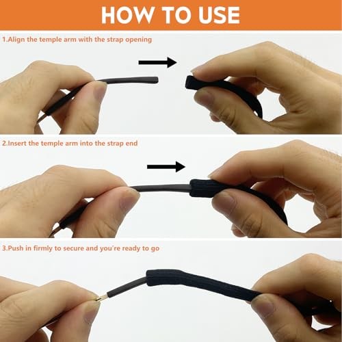 Adjustable Glasses Strap, 3-Pack Black Nylon Eyeglasses Strap with Secure