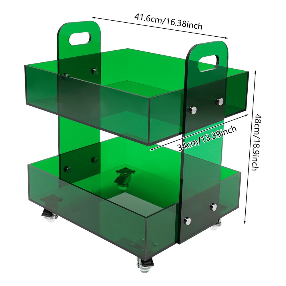 Modern Bedside Table Acrylic Side Table Free Standing Storage Rack with Wheels