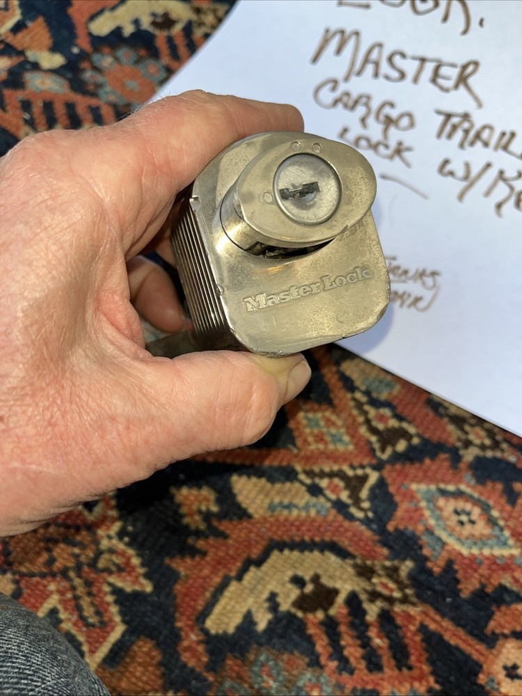 Master Lock Cargo Trailer Coupler Lock Model 377 With Key Used Works Nicely