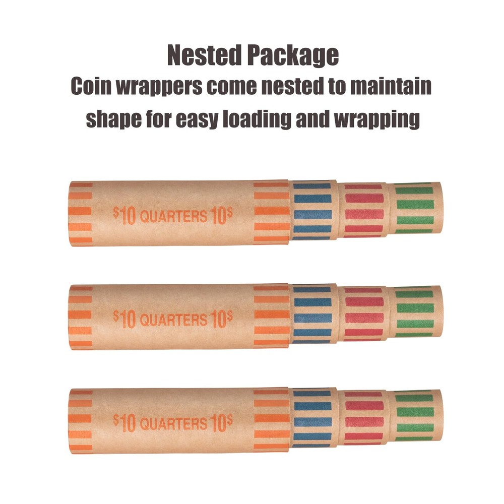 Preformed Coin Wrappers 100 PCS Rolls Assorted Preformed-100pcs