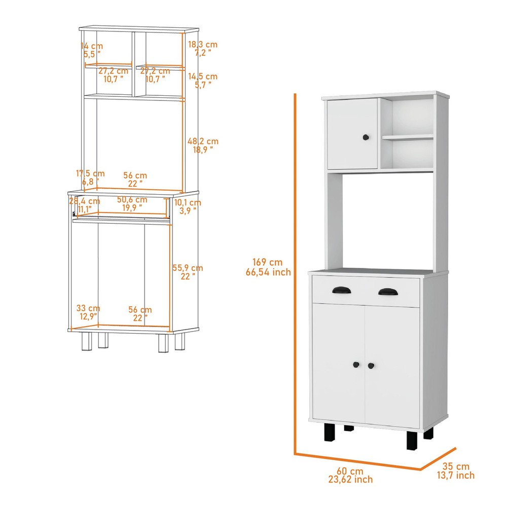 White 1-Drawer Kitchen Pantry