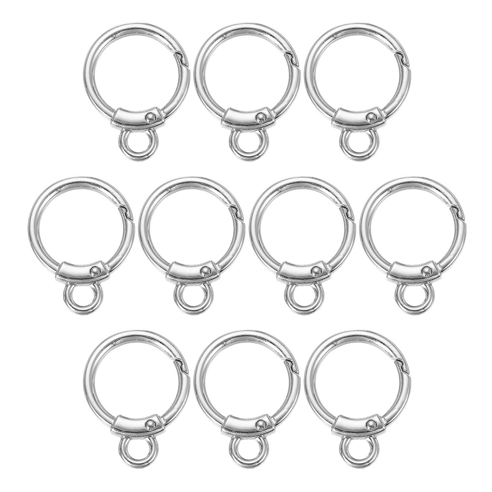 10 Pcs Round Spring Snap Hooks, Trigger O Rings Buckle Silver