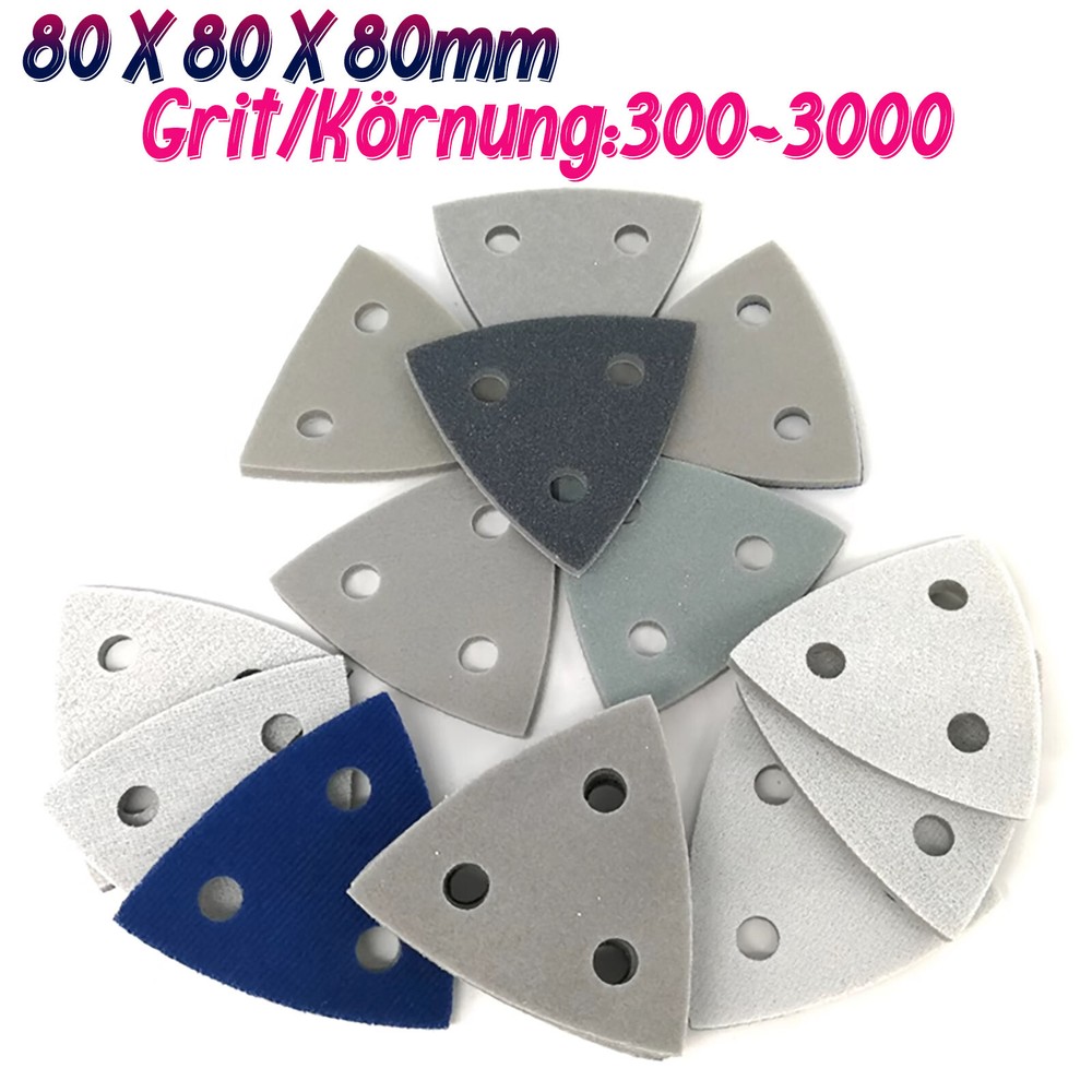 Mouse Sanding Sheets Mouse Palm Sander Sandpaper 3 Hole Triangle Sandpaper 80mm