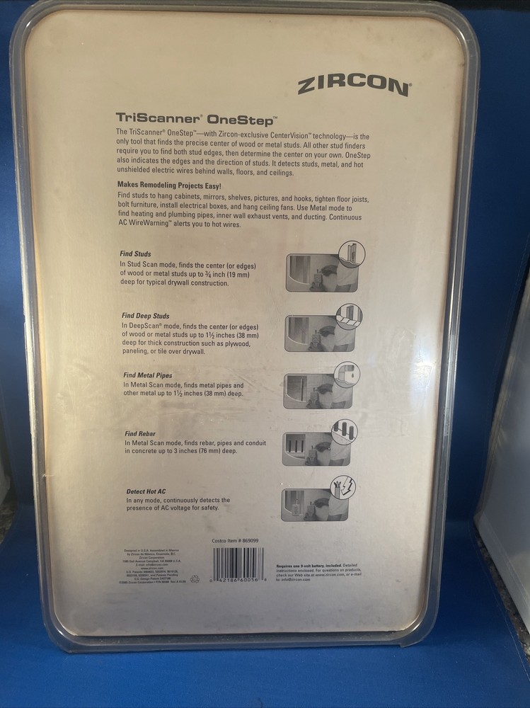 New Zircon OneStep 4-Function CenterVision Stud AC Metal Wall MultiScan 869099