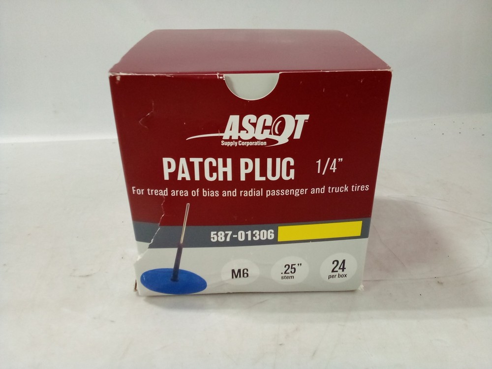 Ascot M6 1/4" Patch Plug, 24/Box 587-01306 .25" stem