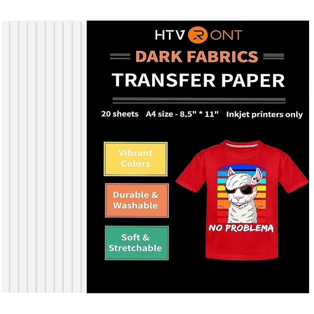 HTVRONT Heat Transfer Paper for T Shirts 20 Sheets, 8.5 X 11 Printable Heat Tran