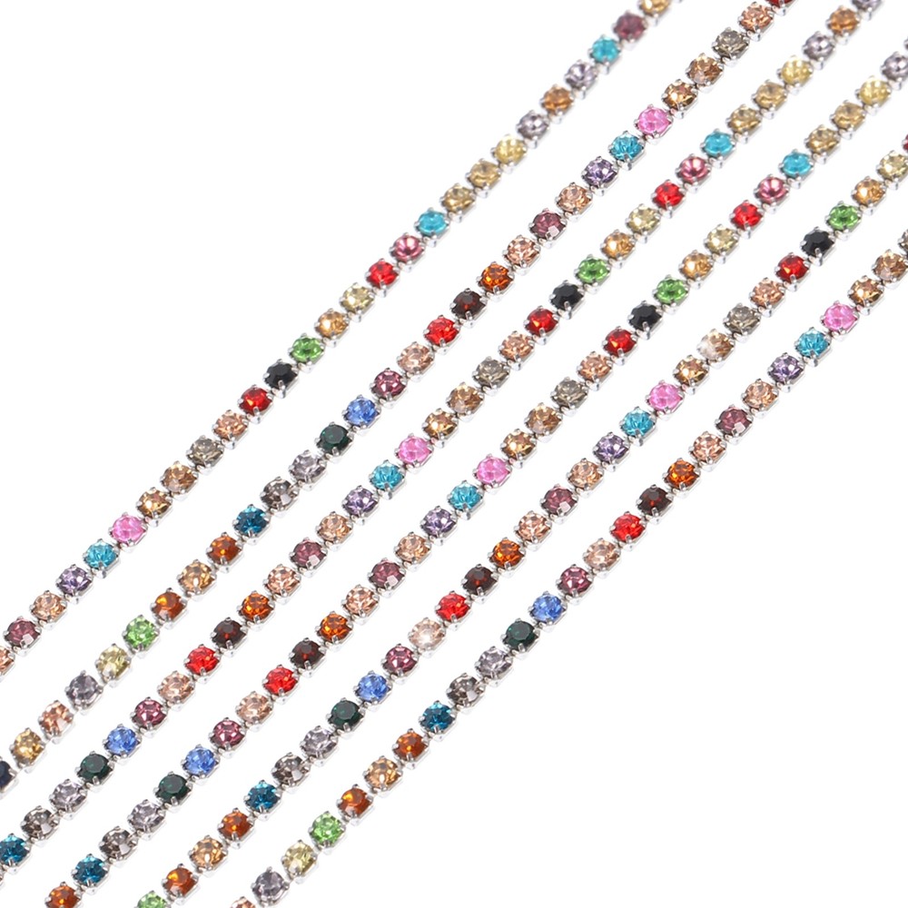 11 Yard 2mm Crystal Rhinestone Diamond Chain Rainbow