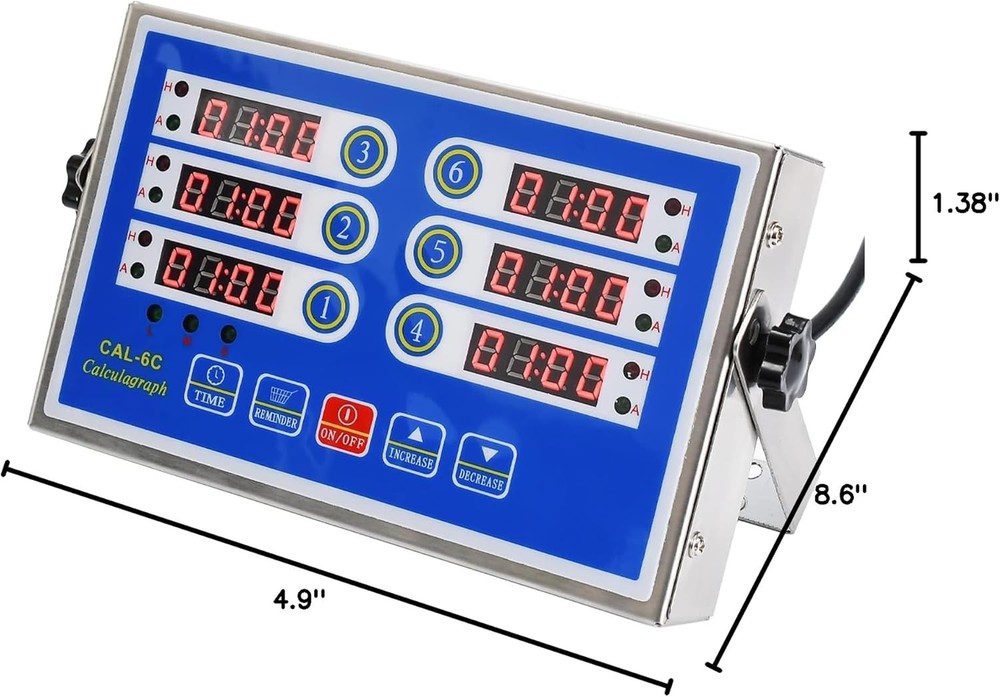 Kitchen Timer for Cooking - 6 Channel Commercial Kitchen Timer