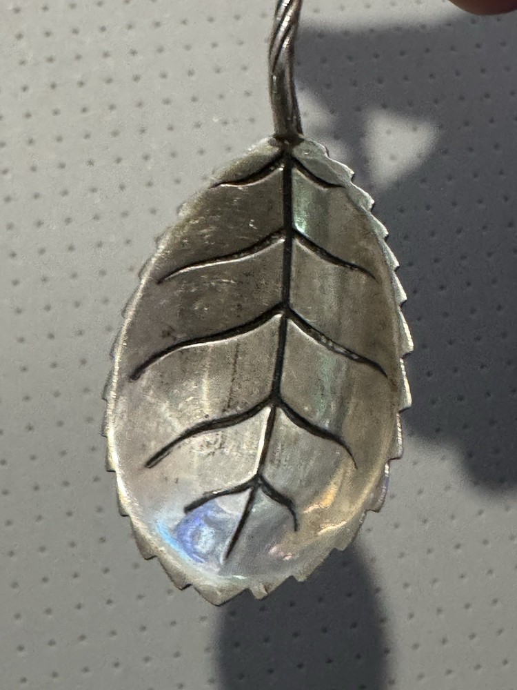Silver Souvenir Spoon Leaf Bowl Bear Topper