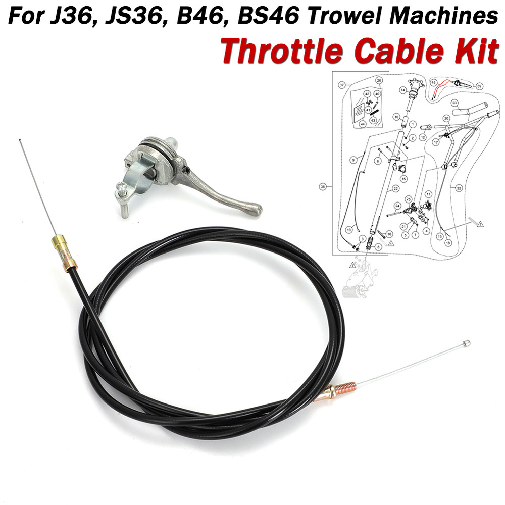 Throttle Cable Kit For J36, JS36, B46, BS46 Trowel Machines Models Replace 21243
