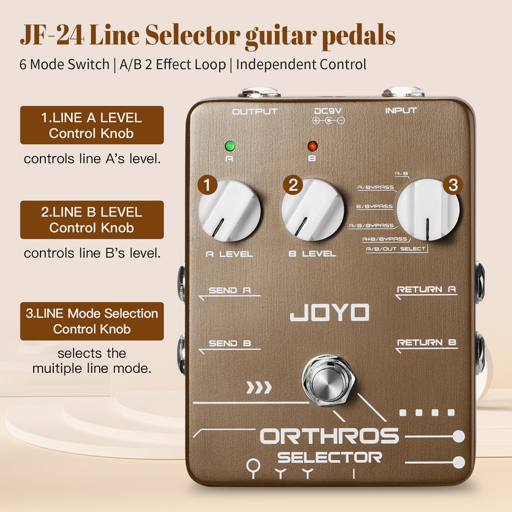 JOYO Line Selector Guitar Pedals 6 Mode Switch 2 Effect Loop for Electric Guitar