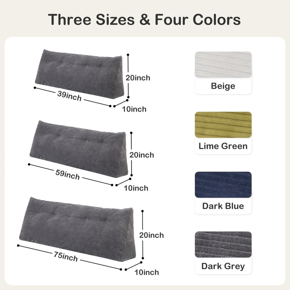 Headboard Pillow Queen, Wedge Headboard Pillow for Bed Sofa, Triangular Backr...