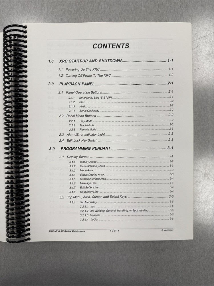 Yaskawa motoman XRC Robot Controller Maintenance Training Manual 1999