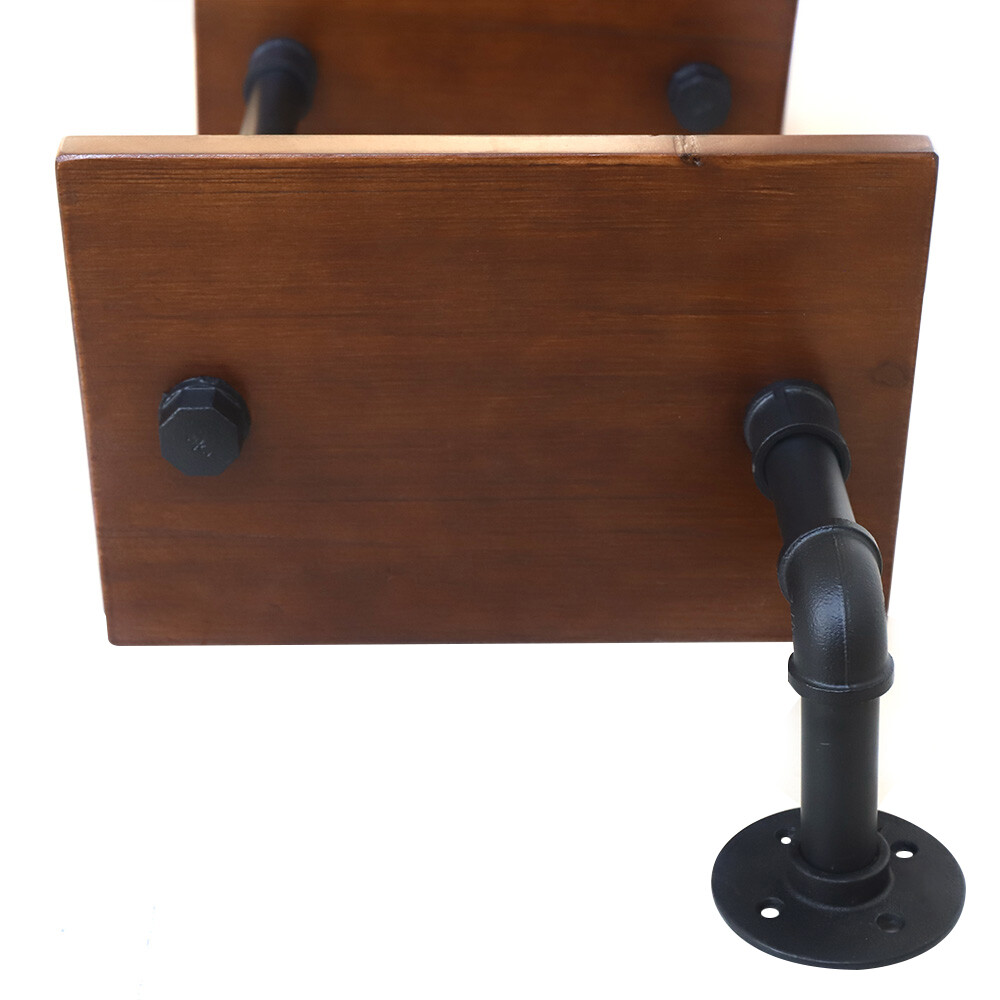 6-Tier Pipe Shelf Industrial Bracket Rustic Iron Pipe Wall-Mount Floating Rack