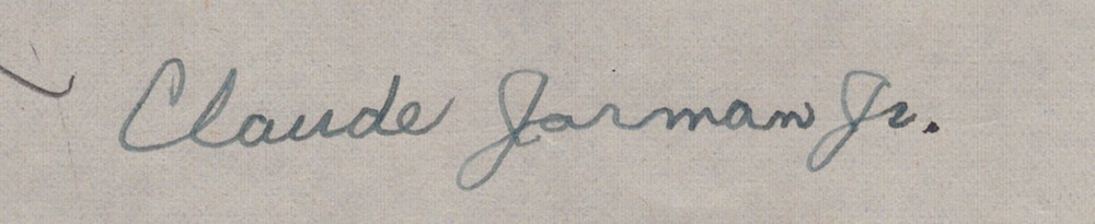 CLAUDE JARMAN JR. - DOCUMENT DOUBLE SIGNED 11/08/1946