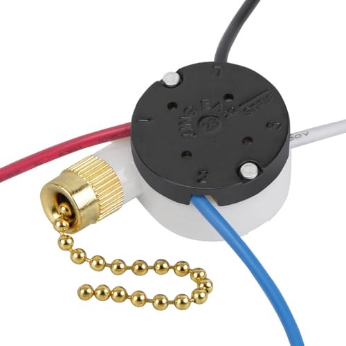 Ceiling Fan Switch Zing Ear ZE-208s E89885 3 Speed 4 Wire Pull 1 Piece Brass