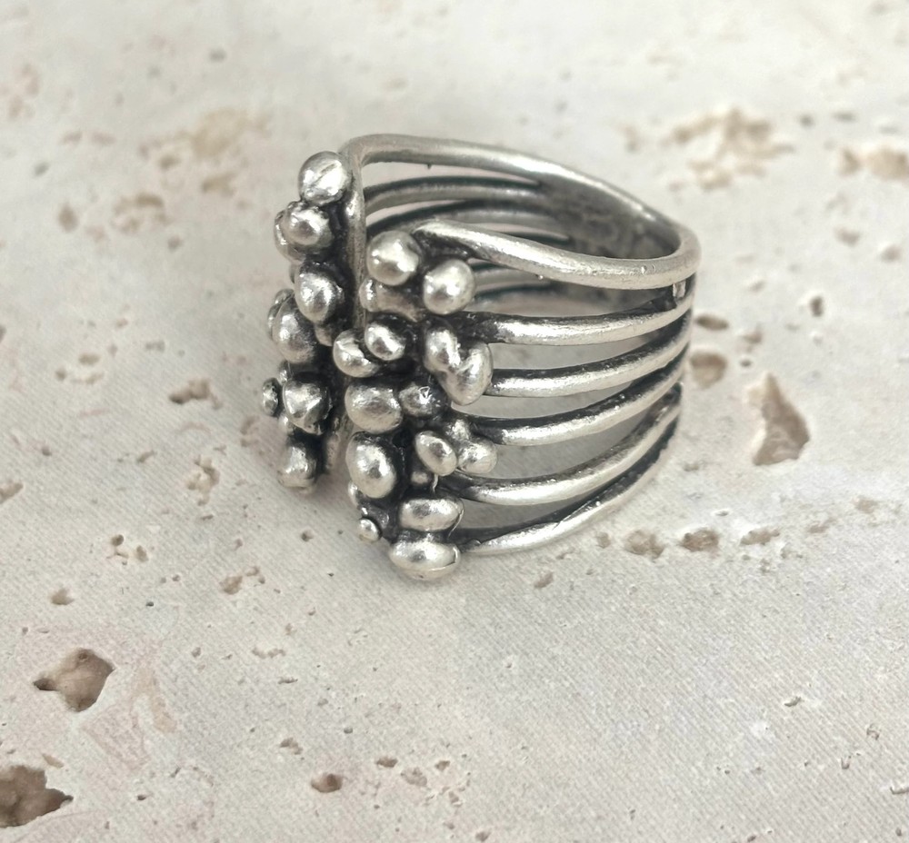 Handmade Brass Ring In Silver Plated - 6867